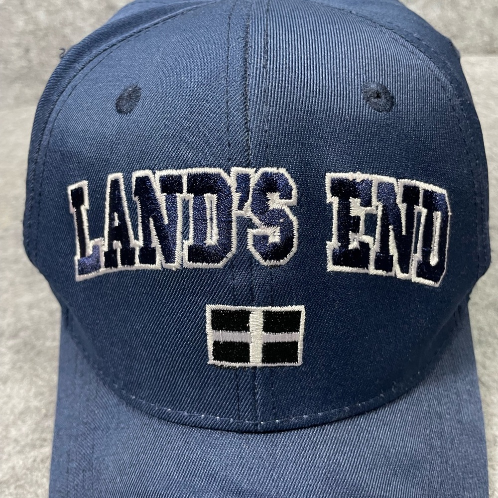 Lands End Men's Baseball Hat Cap Blue Adjustable One Size Strapback - Picture 2 of 7